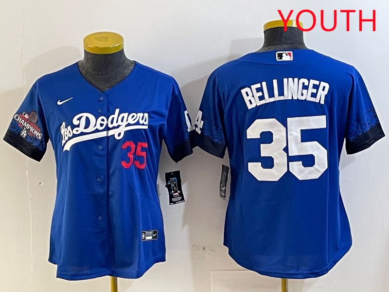 Youth Los Angeles Dodgers 35 Bellinger Blue City Edition 2025 Nike MLB Jersey style 5